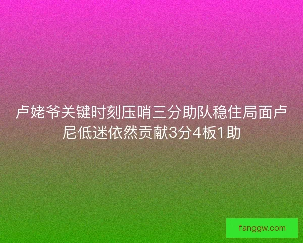 卢姥爷关键时刻压哨三分助队稳住局面卢尼低迷依然贡献3分4板1助