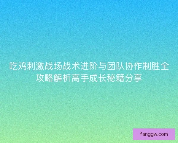 吃鸡刺激战场战术进阶与团队协作制胜全攻略解析高手成长秘籍分享